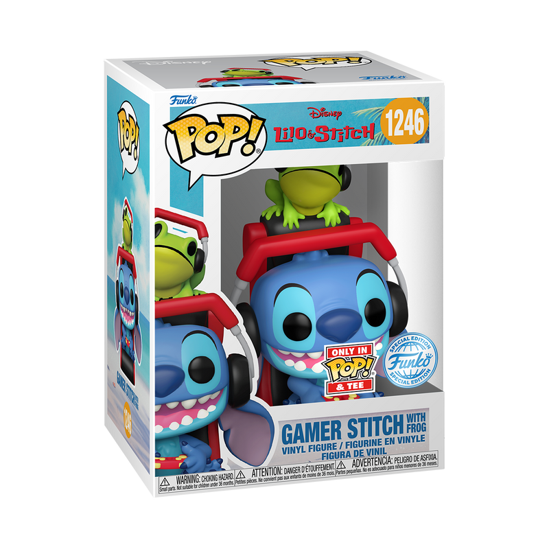 Gamer Stitch with Frog Lilo & Stitch Disney Funko Pop! & Tee Box