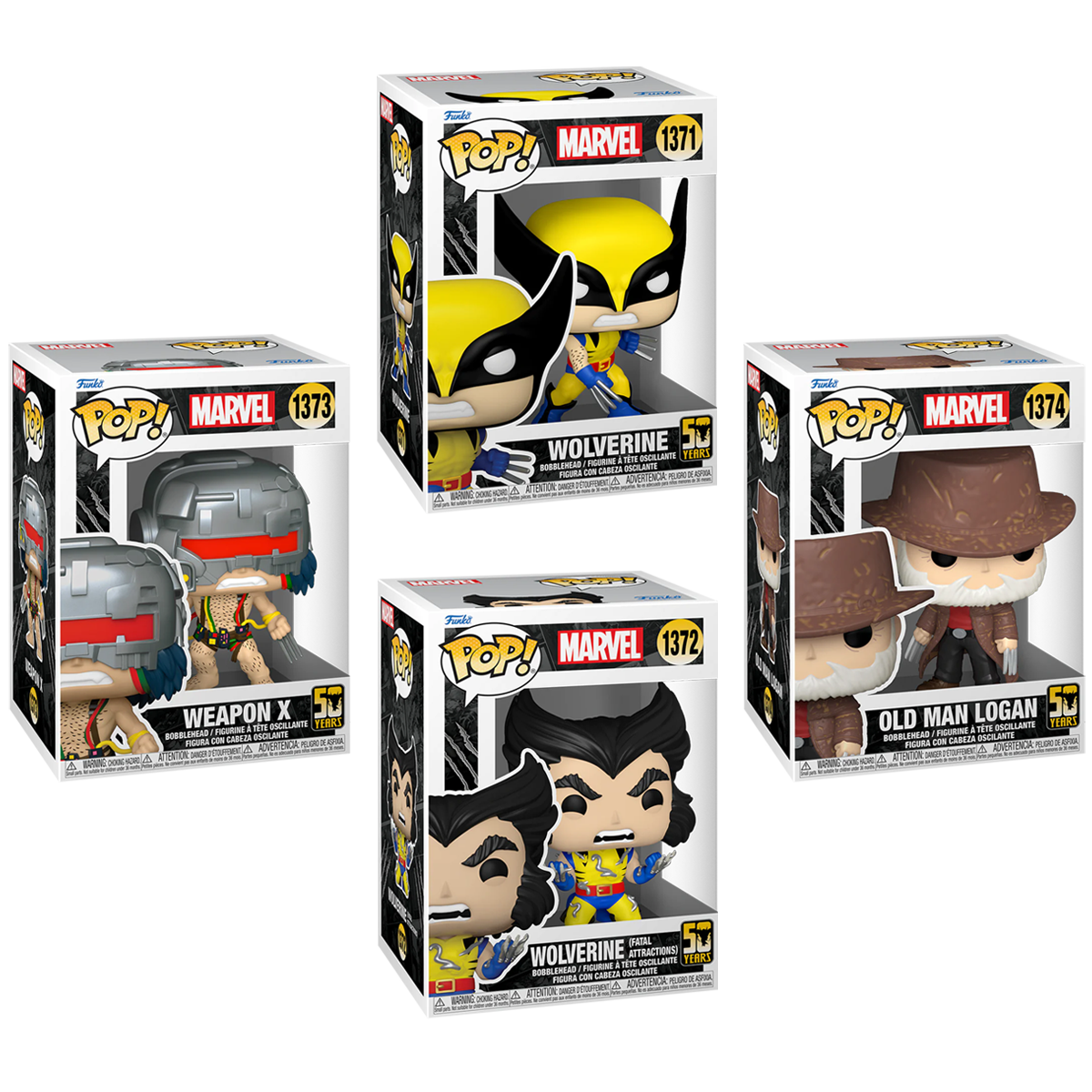 Wolverine 50th Anniversary Funko Pop! Marvel Vinyl Figure Bundle of 4