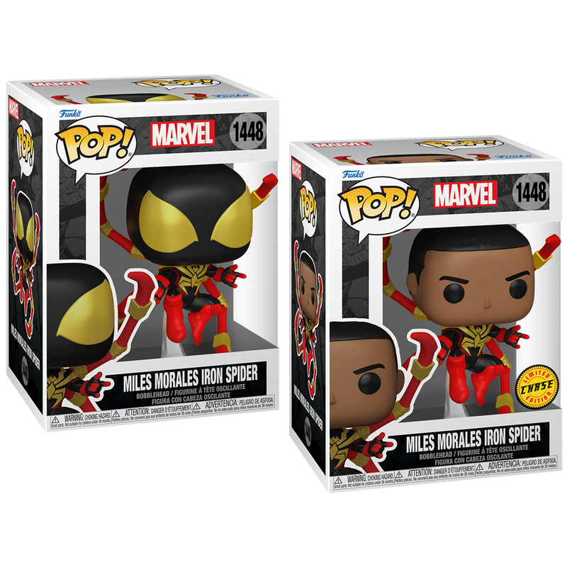 Miles Morales (Iron Spider) Funko Pop! Marvel Vinyl Figure Common + Chase Bundle