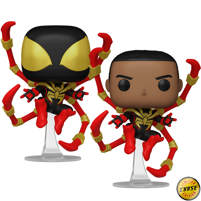 Miles Morales (Iron Spider) Funko Pop! Marvel Vinyl Figure Common + Chase Bundle