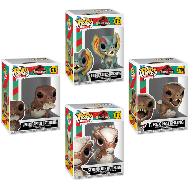 Jurassic Park (Hatchlings) Funko Pop! Movies Vinyl Figure Bundle of 4