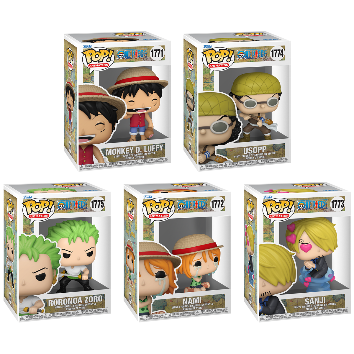 One Piece Funko Pop! Anime Vinyl Figure Bundle of 5