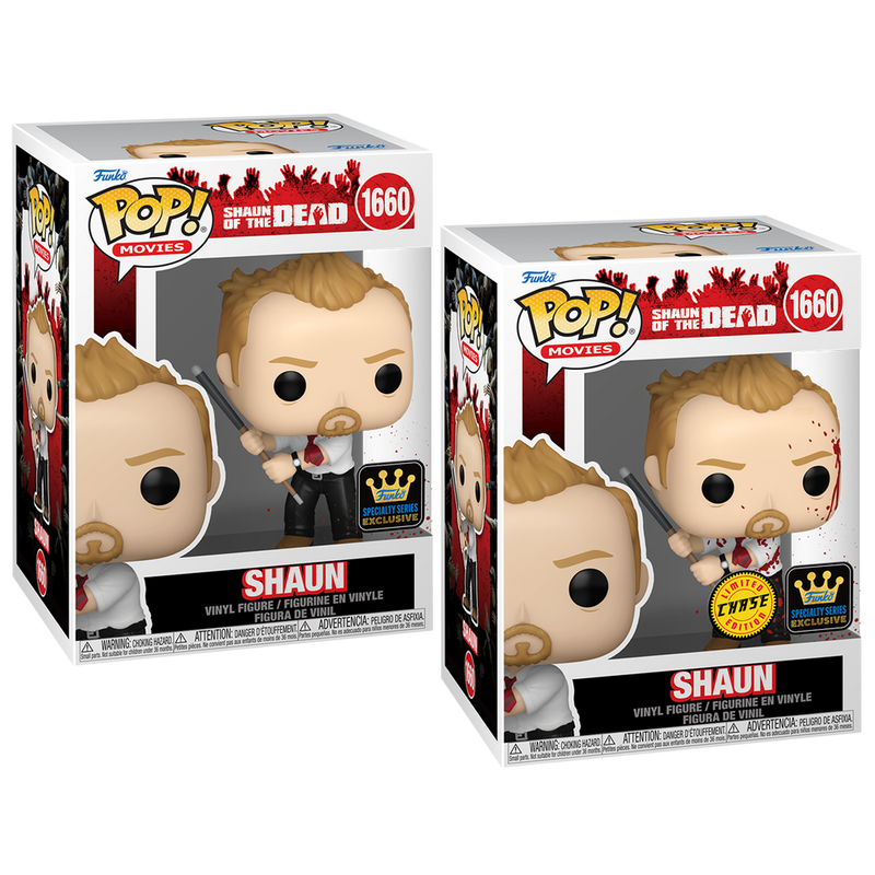 Shaun (with Pool Cue) Shaun of the Dead Funko Pop! Movies Vinyl Figure Common + Chase Bundle