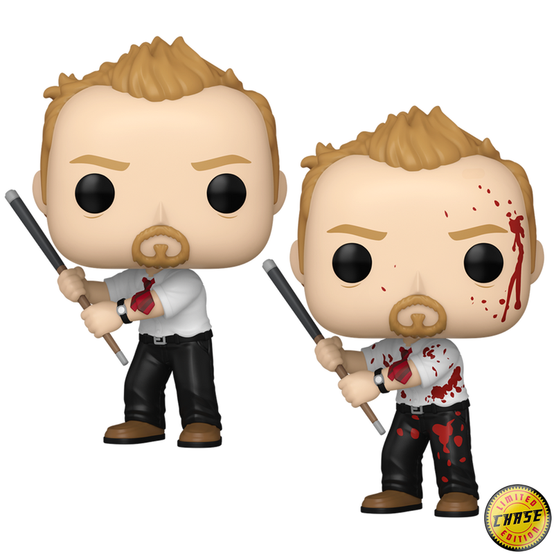 Shaun (with Pool Cue) Shaun of the Dead Funko Pop! Movies Vinyl Figure Common + Chase Bundle