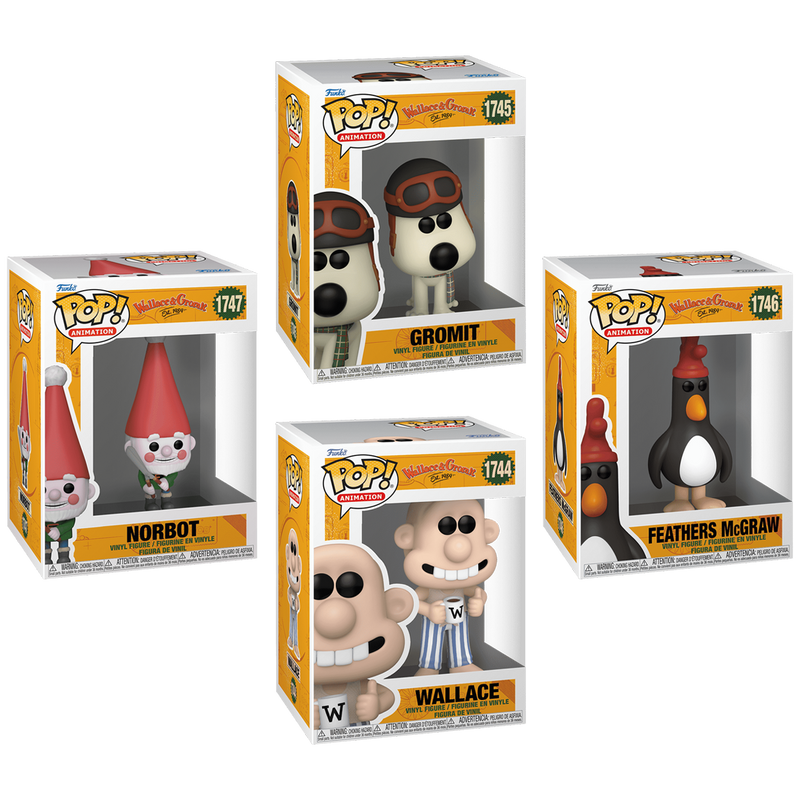 Wallace & Gromit Funko Pop! Animation Vinyl Figure Bundle of 4