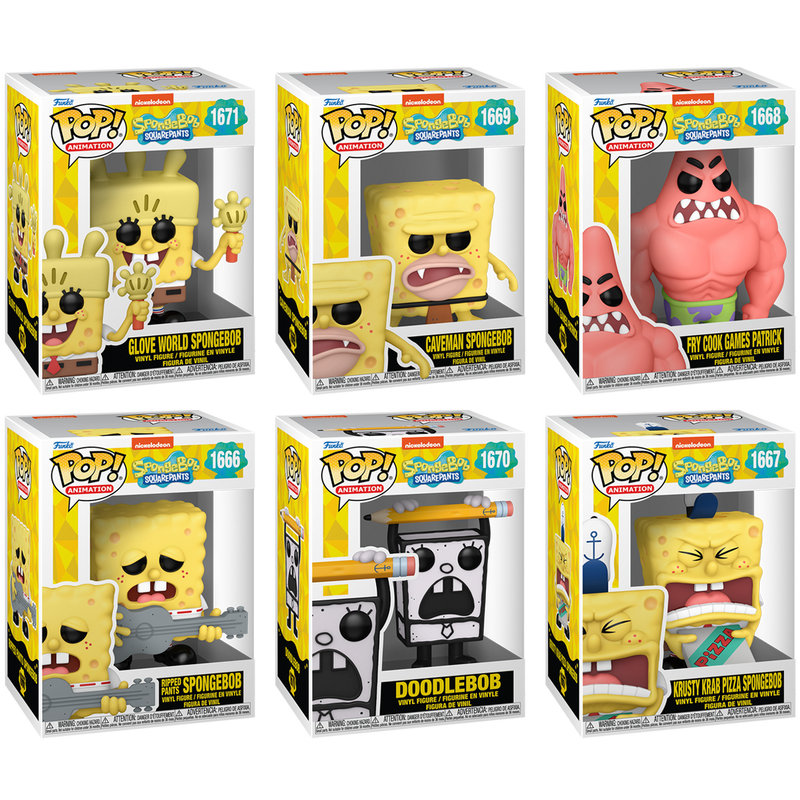 SpongeBob Squarepants Funko Pop! Animation Vinyl Figure Bundle of 6