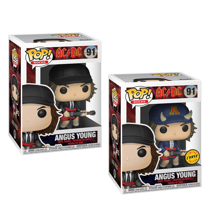 Angus Young AC/DC Funko Pop! Rocks Vinyl Figure Common + Chase Bundle