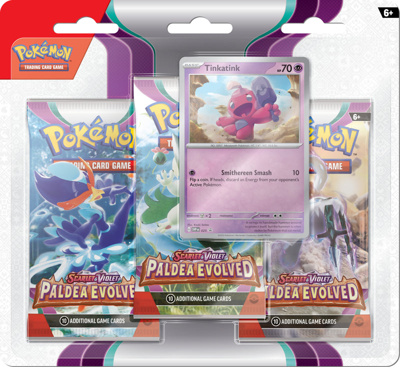 Pokémon TCG: Paldea Evolved Tinkatink 3-Pack Blister Display